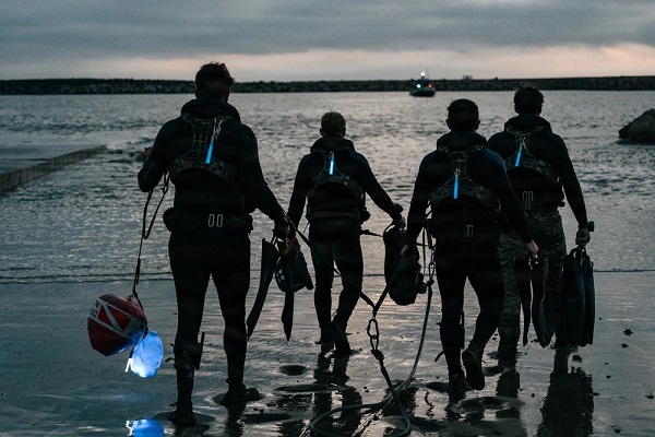 Combat Divers Prepare to Enter Water